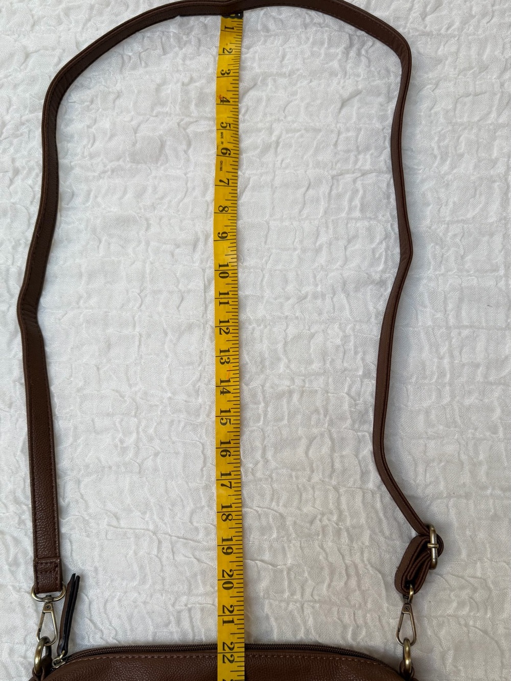Joy Susan Vegan Brown Leather Crossbody Purse - Picture 12 of 14